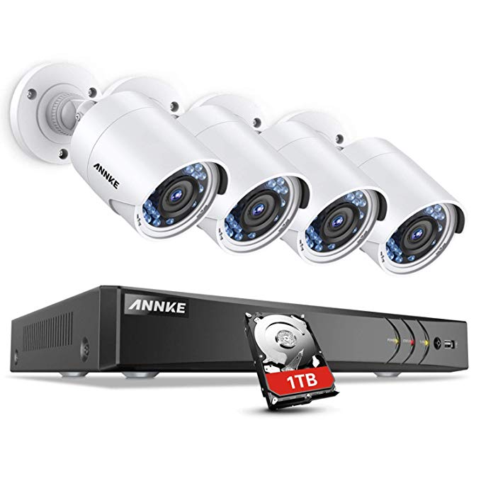 ANNKE Surveillance Camera System, 1080P 8CH DVR Home Security Camera System with 1TB HDD and (4) Ultra Clear 100ft Night Vision Full-HD 1080P Security Camera for Outdoor use, Email Alert with Snapshot