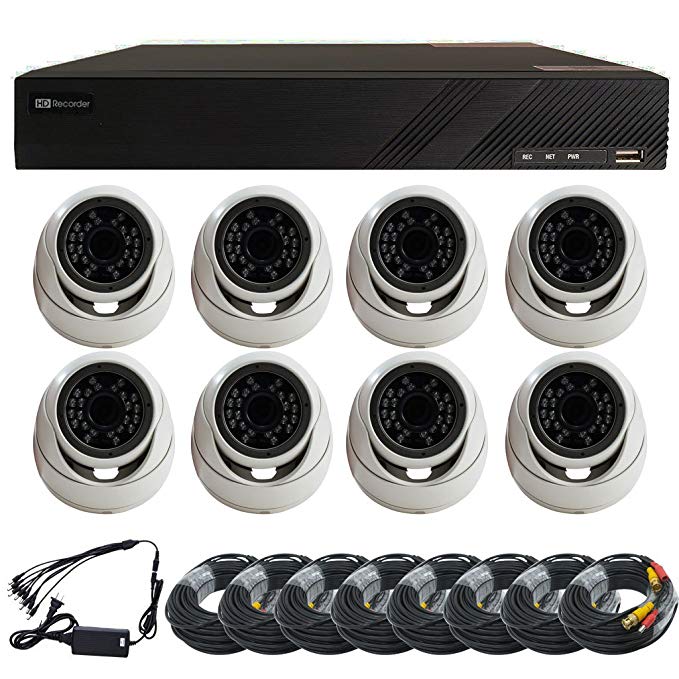 Complete 2mp 8 Channel 1080p HD-TVI Surveillance System with 8 1080p TVI Cameras, 1TB Hard Drive, Power Supply and Cable! Includes Free Apps, US Based Warranties and Tech Support!