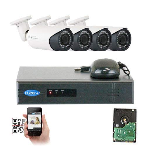 GW Security 4 Channel 1080P PoE NVR HD IP Security Camera System with 4 Indoor/ Outdoor 2.8-12mm Varifocal Zoom Night Vision 960P Security Cameras Pre-Installed 1TB HDD Network Remote Access