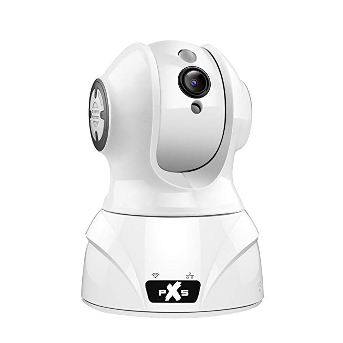 PXS WiFi Home Security Surveillance IP Camera 1080P Motion Detection Two-Way Audio Night Vision Work Alexa … (White)