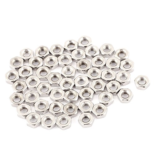 uxcell M3 Thread Dia 304 Stainless Steel Metric Hex Nut Screw Cap Fastener Silver Tone 50pcs