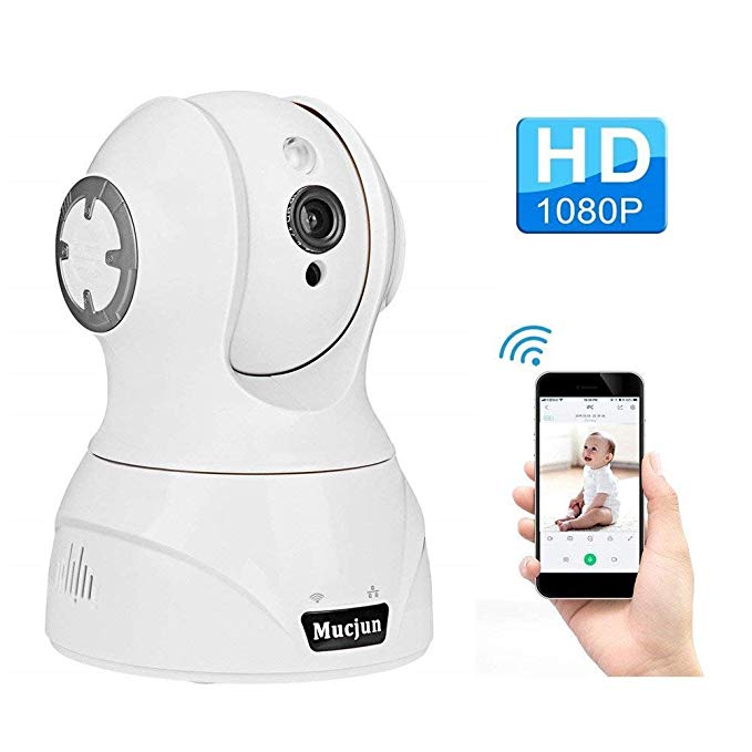 Security Wireless IP Camera, Mucjun HD 1080p WiFi Surveillance Camera Nanny Camera for Baby/Elder/Pet, 2 Way Audio Night Vision Motion Detection Alert, Pan/Tilt/Zoom Remote Monitor -Work with Alexa