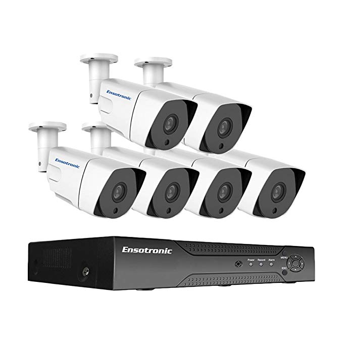 Ensotronic 1080P IP Security Camera System, 8 Channel IP PoE NVR and (6) 1080P 2MP Indoor Outdoor Bullet Camera Video Surveillance Kit, 2TB HDD Pre-installed