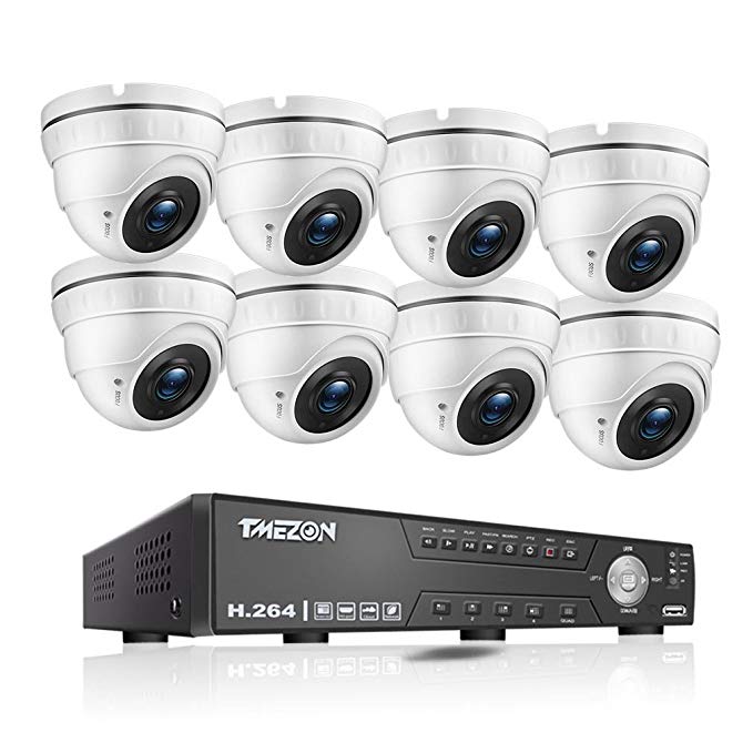 TMEZON 16CH 1080N-AHD DVR 8 x 2.0MP HD Outdoor CCTV Cameras System Day Night Vision H.264 HDMI P2P/Quick QR Code Smartphone Real-time View