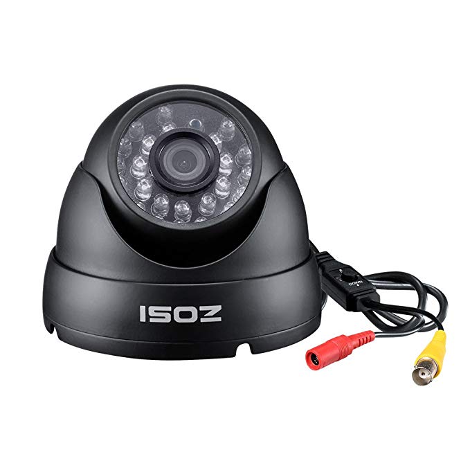 ZOSI 1.0MP HD 720p 1280TVL Dome Security Camera (Quadbrid 4-in-1 HD-CVI/TVI/AHD/960H Analog CVBS),24PCS LEDs,65ft IR Night Vision,Outdoor/Indoor Surveillance CCTV Camera