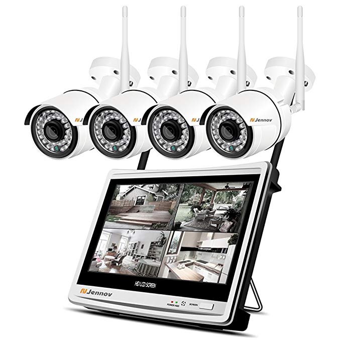 Jennov Wireless Security Camera System, 4 Channel CCTV Wireless Security IP Camera System With 1080P 12