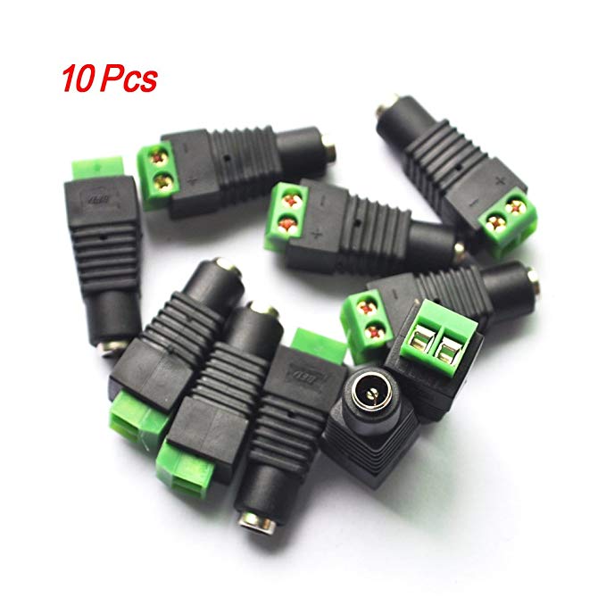 1 X 10 Pcs Screw Fixing 5.5x2.1mm Female CCTV DC Power Connector Plug Adapter