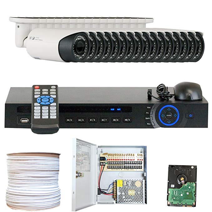 GW Security Inc VD16CHC6 16 Channel HDCVI DVR Camera System, 1.0 Megapixel Color CMOS, 2.8-12mm Lens