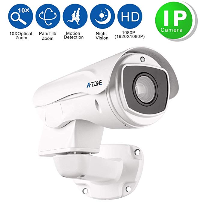 A-ZONE Security Camera PTZ 1080P HD IP Mini PTZ Dome Camera 10X Optical Zoom Outdoor 360 Cameras Dome Medium Speed Outdoor Cameras (IP bullet PTZ camera)