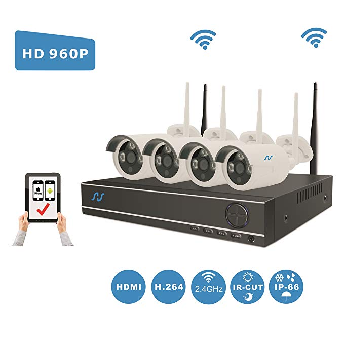 [Extendable 8CH System] NorthShire Wireless Surveillance Kit with 4CH [1.3 Megapixel] 960P Security Cameras and NVR 2.0 Support up to 8CH without HDD