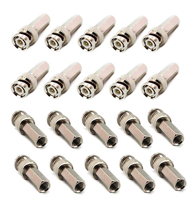 BeElion(TM) 20PCS BNC Male Twist-on Coax Coaxial RG59 Connector for CCTV Security Camera