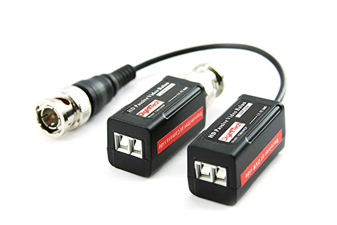 Digihitech Video Passive Balun for HD-TVI/CVI/AHD Camera (Video Balun, 1-Pair (2pcs))