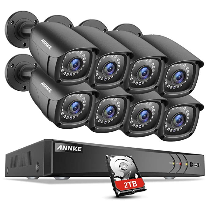 ANNKE 1080P CCTV Camera Systems 8+2 Channel H.264+ DVR and (8) 1920TVL 2.0MP FHD Weatherproof Bullet Cameras, 2TB Surveillance Hard Drive, Email Alert with Snapshots