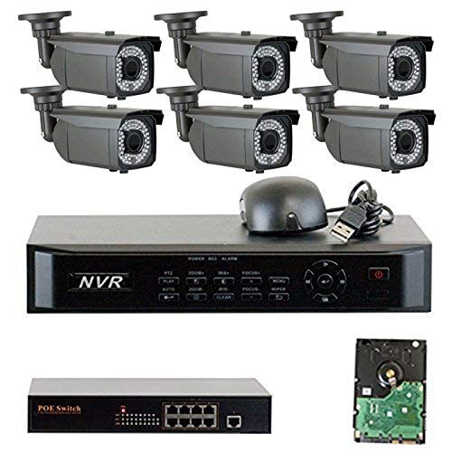 GW Security 8 Channel 960P POE Network HD IP Camera System with 6 x 1.3MP 2.8-12mm Varifocal Zoom Security Cameras