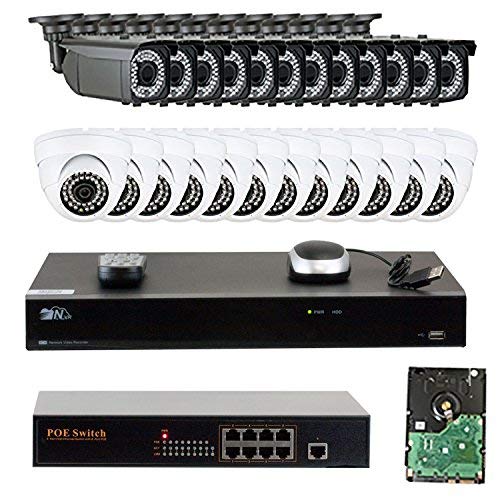 32 Channel HD IP PoE NVR with 12 x 1080P 2.8-12mm Varifocal Camera and 12 x 1080P 3.6mm Wide Angle Camera