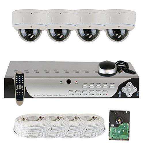 GW Security High End 4 Channel CCTV DVR Surveillance Outdoor or Indoor Security Camera System with 4 High-Resolution 1000TVL Varifocal Zoom Cameras and Pre-Installed 1TB Hard Drive