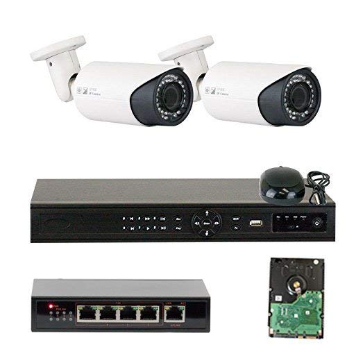 GW Security 4 Channel 1080P PoE NVR HD IP Security Camera System with 2 Indoor/Outdoor 2.8-12mm Varifocal Zoom Night Vision 960P Security Cameras Pre-Installed 500GB HDD Network Remote Access