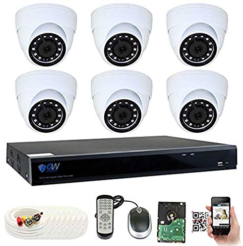 GW Security 8 Channel DVR 2TB HDD CCTV 5MP Video & Audio Surveillance Security Camera System - 6 x 5MP HDTVI Weatherproof Microphone Dome Cameras