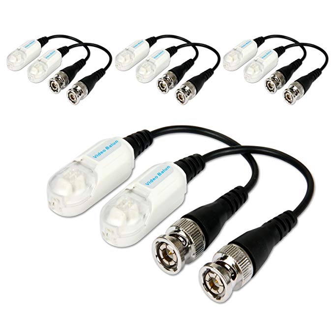 CCTV Video Balun, ZOTER Passive BNC to UTP Connector Transceiver Adapter for Surveillance Camera (pack of 4)