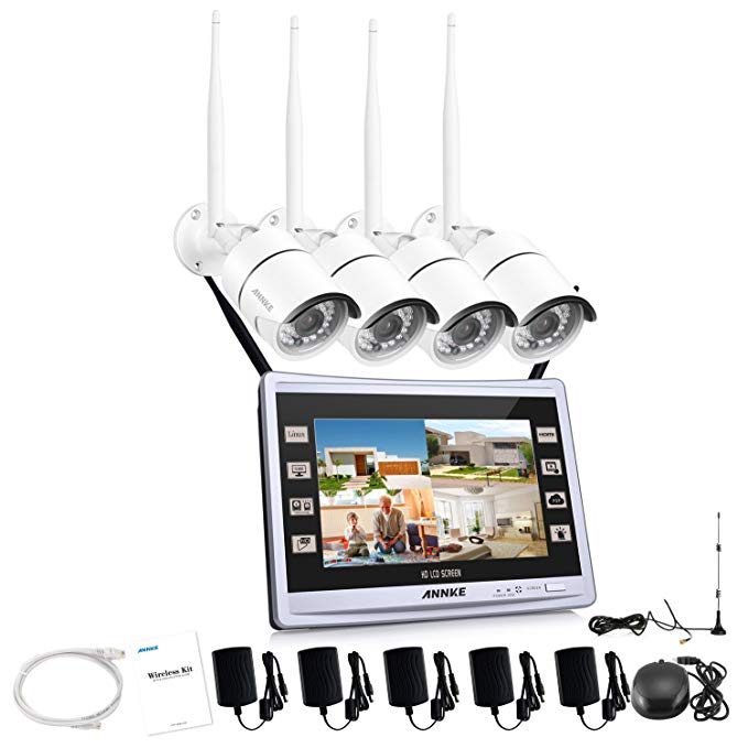 ANNKE 4CH 1080P HD NVR Wireless Surveillance Camera System with 11