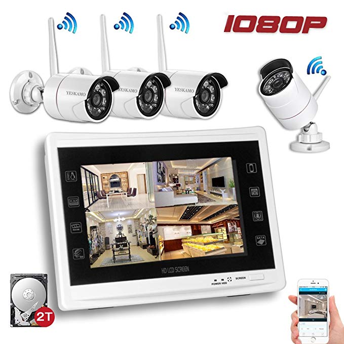 YESKAMO Wireless Security Camera System 1080P 12