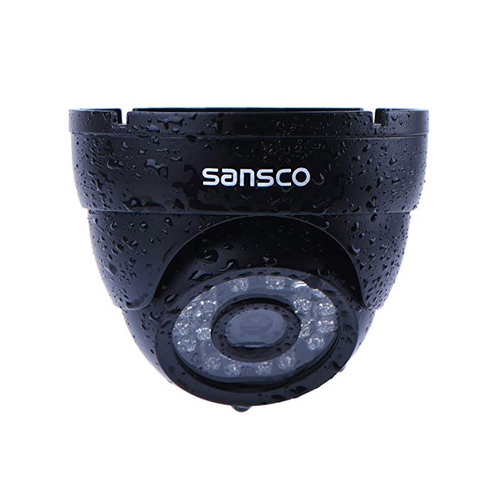 SANSCO 1/4 Inch Color CMOS 1080P HD CCTV Security Camera, IR Cut Day Night Vision, 3.6mm Wide Angle Lens, Weather Proof Metal Casing, Dome