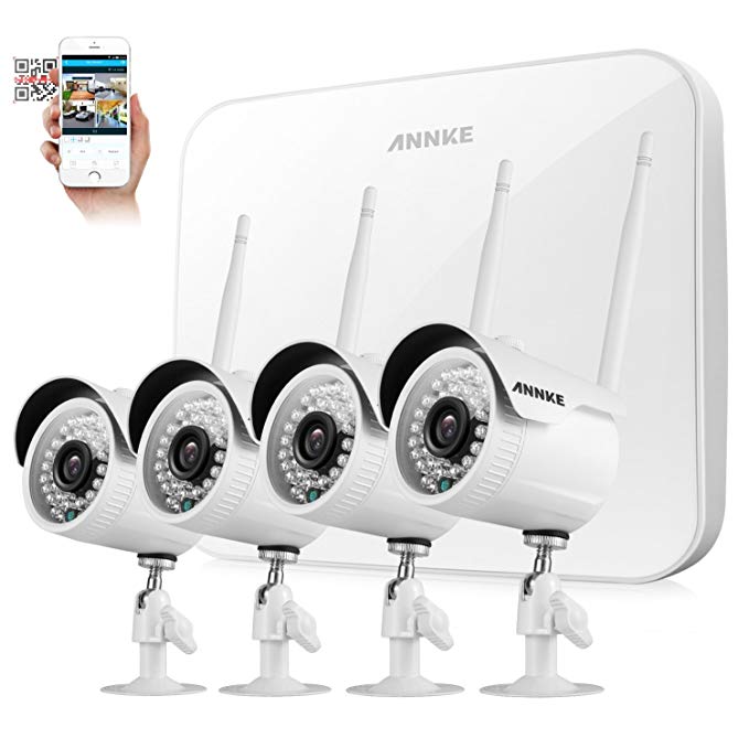 [Full HD]Wireless Security Camera System,ANNKE 4CH 1080P Wireless Video Security System(NVR KITS),4pcs 1080P 2.0MP Wireless Indoor/Outdoor Wireless IP Cameras,P2P,100ft Night Vision,No Hard Drive