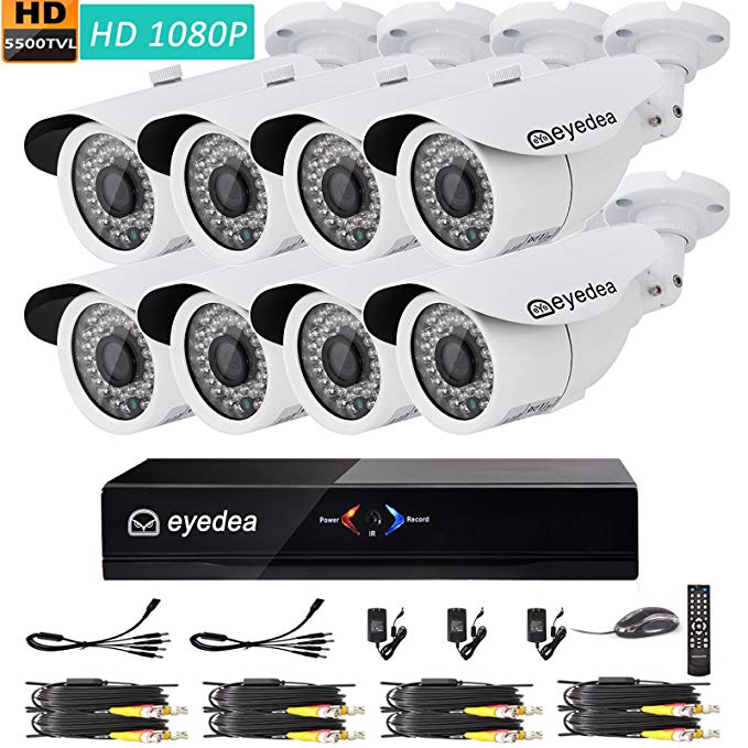 Eyedea L 1080P 8 CH Motion Detection Real time Remote Access DVR 2.0MP 5500TVL Bullet IP67 Outdoor Night Vision Video Surveillance CCTV Security Camera System