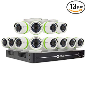 EZVIZ Smart Home 1080p Security Camera System, 12 Weatherproof HD 1080p Cameras, 16 Channel DVR 2TB HDD, 100ft Night Vision, Works with Alexa using IFTTT