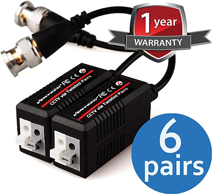 VENTECH 6 Pair (12 Pcs) Mini CCTV BNC Video Balun Transceiver Cable Push Button terminal