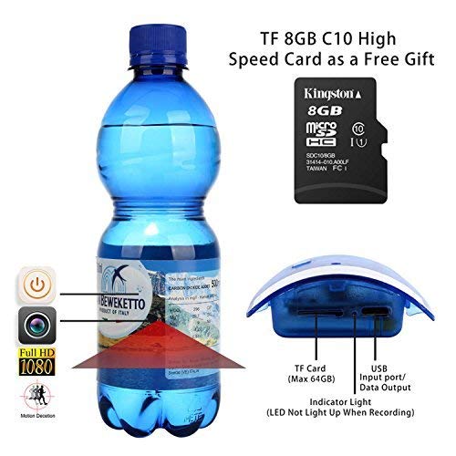 Wimaker Full HD Camera Motion Detection Water Bottle 1080p@30fps Security Recorder