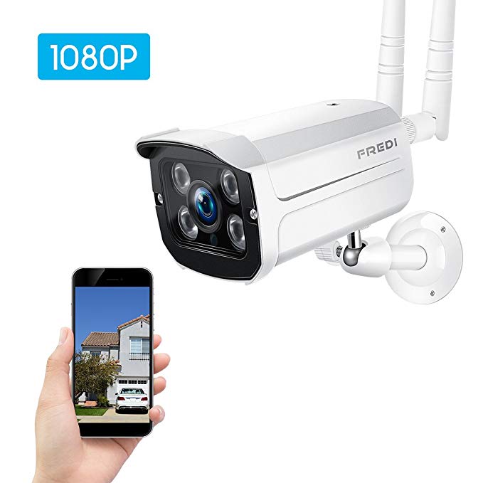 FREDI Wireless Security Camera system,1080p WiFi Wireless IP Bullet Camera WIFI Surveillance Camera Outdoor(Weatherproof)