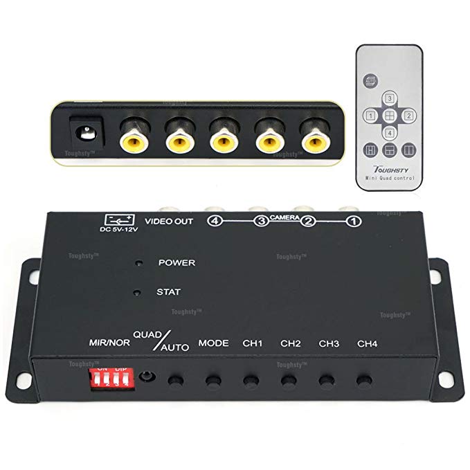 Toughsty™ 4Ch Mini Color Video Quad Splitter Multiplexer Processor Switcher for CCTV Security Camera