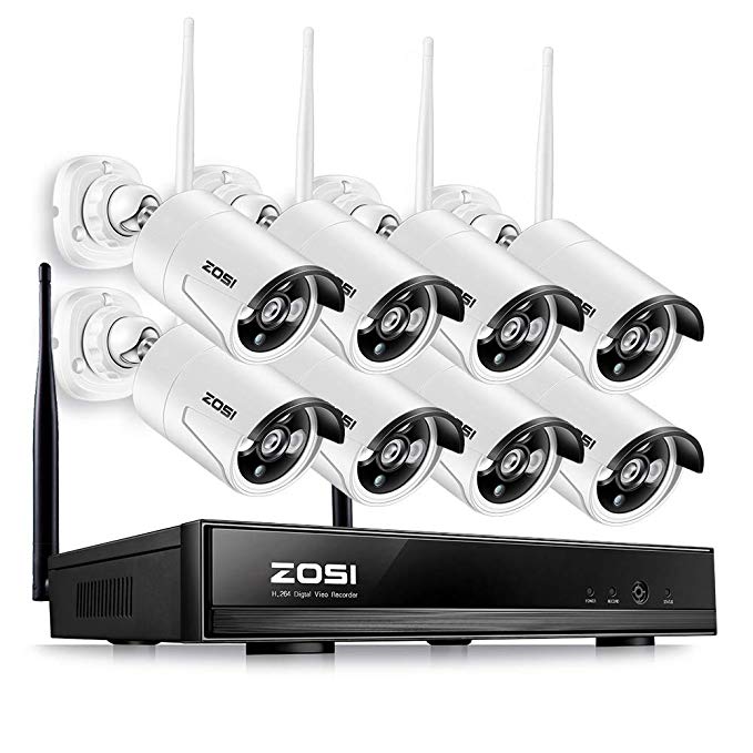 ZOSI 8 Channel 960p AUTO-PAIR WIRELESS SYSTEM 8CH 960P NVR with 8x 1.3P 960P HD Wireless Security IP Camera System (Auto-Pair, Built-in Router, 1.3MP Camera, 1TB Hard Drive)