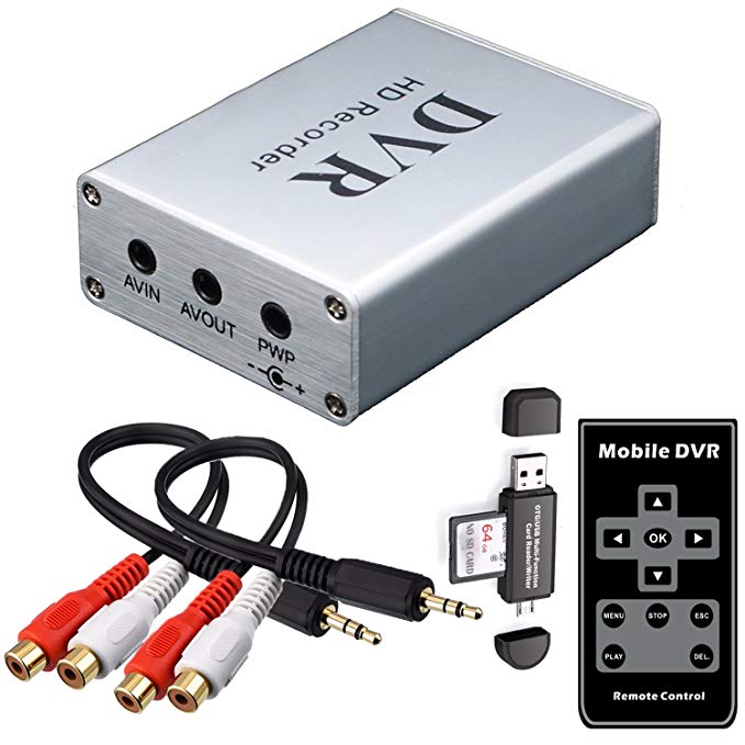 FPV Mini DVR with SD Card Reader, SD Card Real-time Digital Video Recorder for FPV Camera Hi8 Camcorder DVD TV Box MPEG-4 CH1