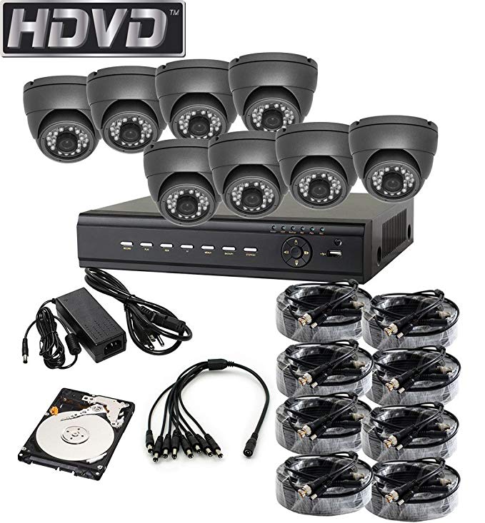 HDVD™ HVD-P-T87E 8 Channel HD-TVI CCTV DVR All in One Package Full HD 1080P HDMI Output Night Vision IR Indoor/Outdoor Eyeball Camera 1TB HDD Installed