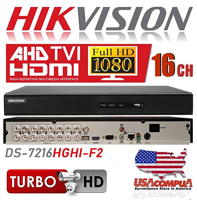 HIKVISION DS-7216HGHI-F2 H.264+/H.264 16CH TURBO HD DVR 2MP HD-TVI/1MP AHD/960H/UP TO 2CH -2MP IP CAM/ 2 SATA INTERFACE (HDD NOT INCLUDED)