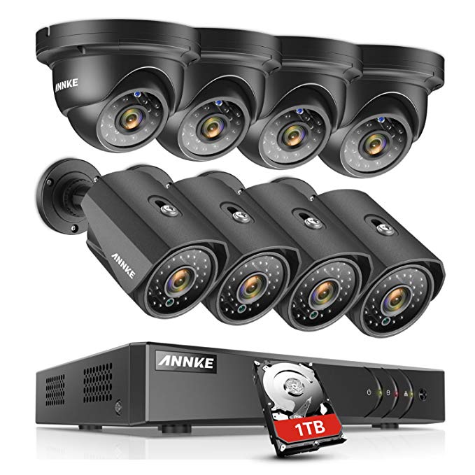 ANNKE Security Camera Systems 8+2 Channel 1080P Lite H.264+ DVR With 1TB HDD and 8×960P Weatherproof Outdoor CCTV Cameras with Super Night Vision, Motion Detection, Email Alert with Snapshots