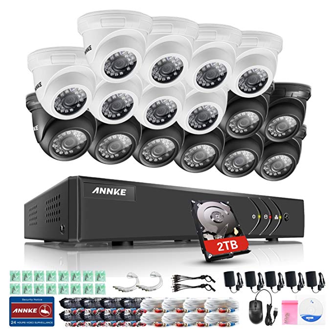 ANNKE 16 Channel Video Security System with 2TB HDD and (16) HD 720P Weatherproof Cameras, Smart search playback, Instant Motion-Activated Email Alert with Captured Snapshots